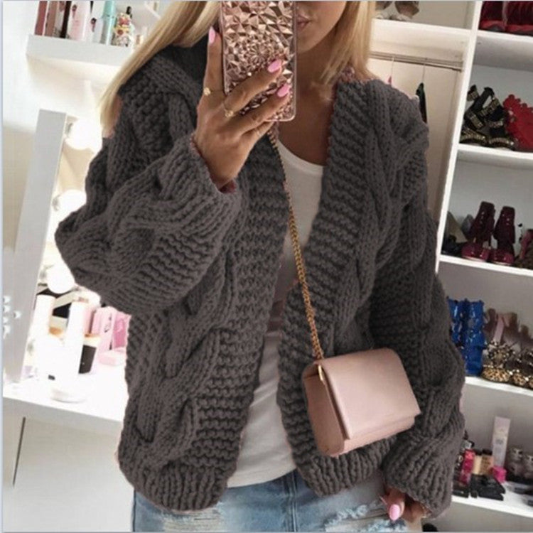 Cardigan Femme – Maille Torsadée Épaisse