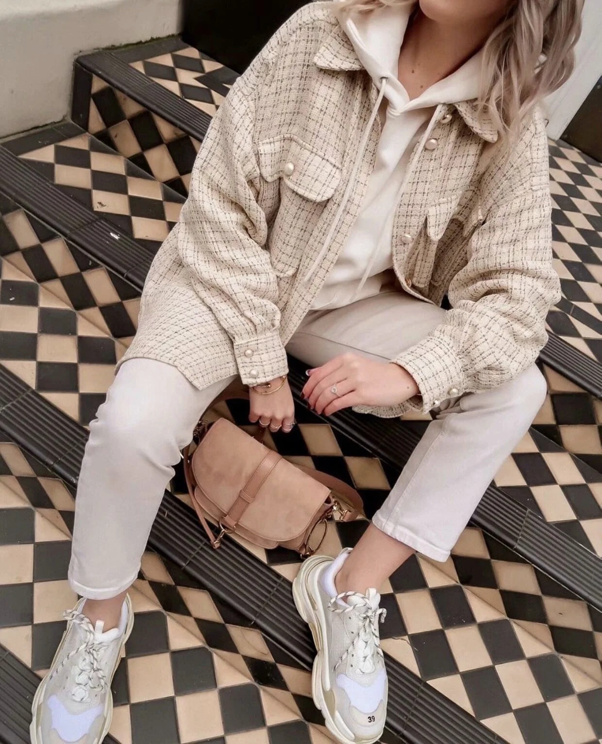 Manteau Épais à Carreaux Élégant