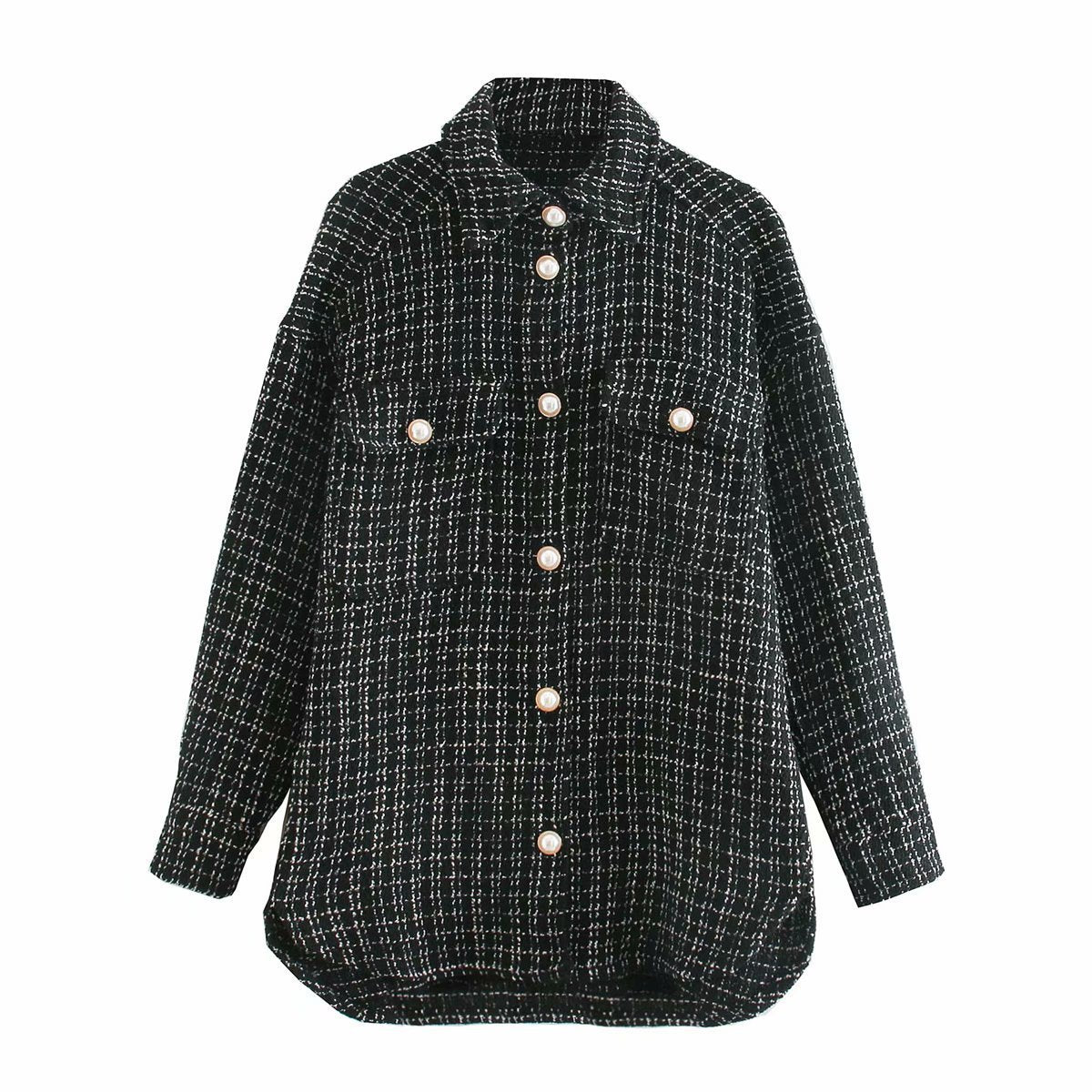 Manteau Épais à Carreaux Élégant