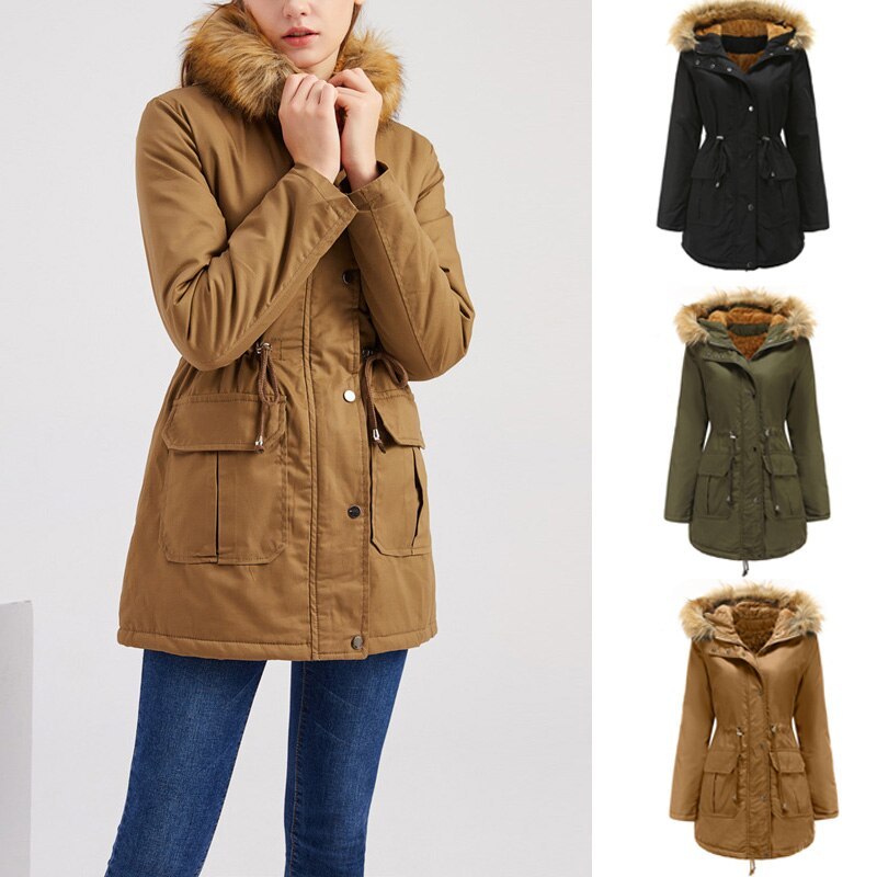 Doviora Luxe – Veste Hiver à Capuche et Col en Fourrure