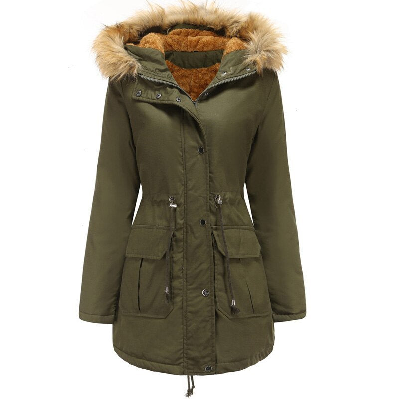 Doviora Luxe – Veste Hiver à Capuche et Col en Fourrure