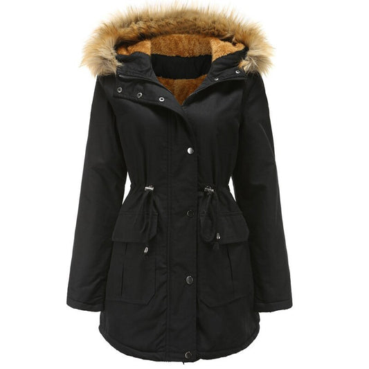 Doviora Luxe – Veste Hiver à Capuche et Col en Fourrure