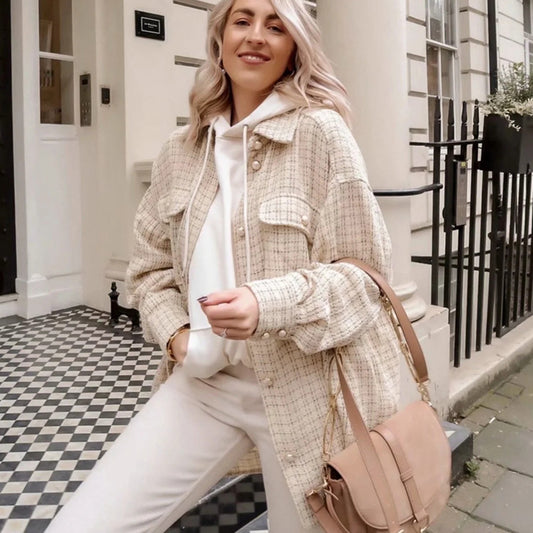 Manteau Épais à Carreaux Élégant
