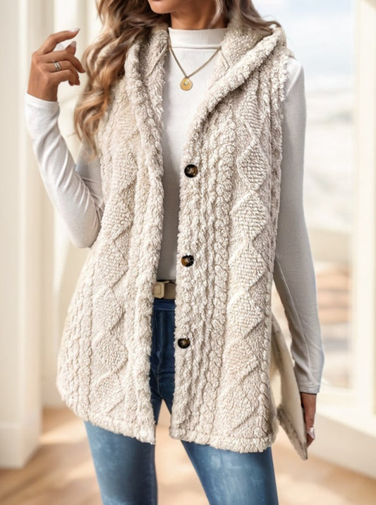 Veste Sans Manches à Capuche Polaire